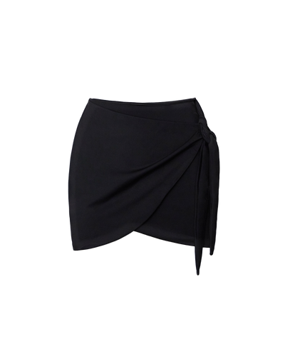 Outline image showing Mini Wrap Skirty Built-in Versatile Shapewear Cover-Up - Black