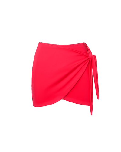 Outline image showing Mini Wrap Skirty Built-in Shapewear Swim Cover-Up - Hot Coral