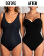 Before and after with Bombshell Sculpting Bra-Sized Shapewear Swimsuit - Black