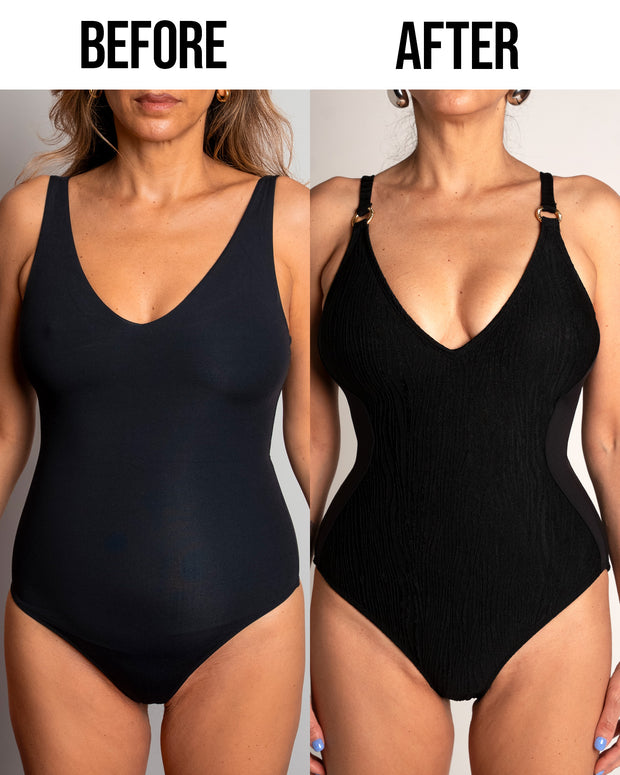 TA3 Plungey Wavy swimsuit before and after