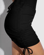 Model wears Mini Triangle Skirty Waterproof Shapewear Cover-Up - Black side view