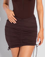 Mini Triangle Skirty Waterproof Shapewear Cover-Up - Espresso front close up