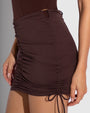 Mini Triangle Skirty Waterproof Shapewear Cover-Up - Espresso side view close up