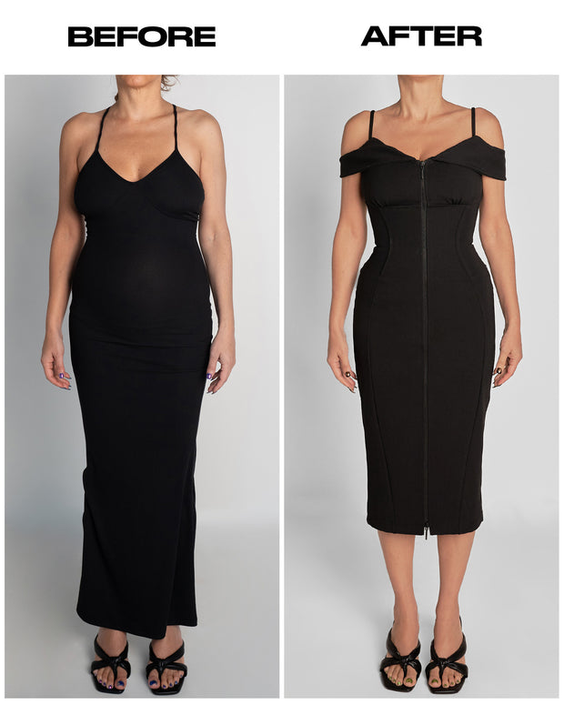 Before and after in Corsety Off Shoulder Pencil Dress - Black