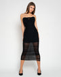 Model wears Sweetie Mesh Column Midi Shapewear Dress - Black front view