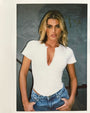 Polaroid photo of Model wearing Short Sleeve Corsety Sculpting Shapewear Top - White