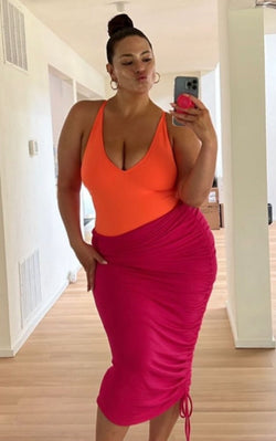 The amazing Ashley Graham in the orange Hi Cut Plungey