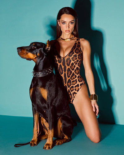 Model in Brazilian Plungey - Symmetric Leopard