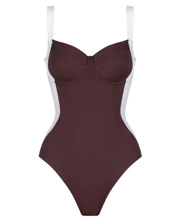 Outline image showing Lifty - Contour Espresso/Ivory One Piece Shapewear Swimsuit