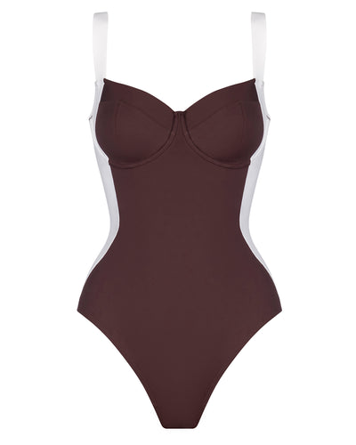 Outline image showing Lifty - Contour Espresso/Ivory One Piece Shapewear Swimsuit