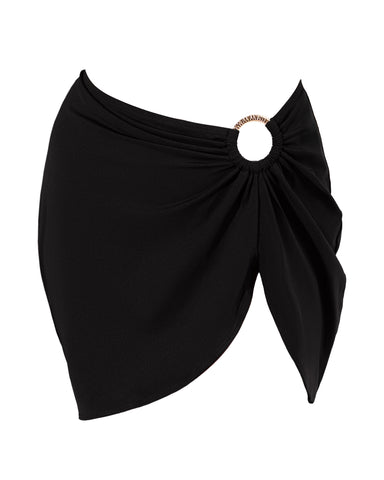 Back view of Ringy Mini Skirty - Black on model