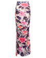 Outline image showing Ruched Sheer Side Slit Maxi Skirty - Rose Bloom