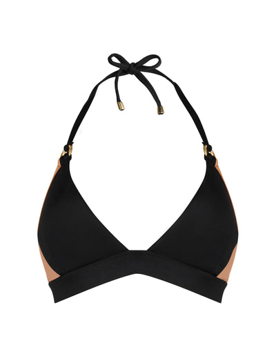Outline image of Triangle Shapewear Bikini Top - Black/Tawny