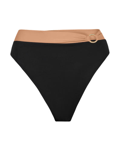 Brazilian Ring Kini Bottom - Black/Tawny