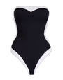 Outline image showing Framed Strapless One Piece Shapewear Swimsuit - Frame Black/White