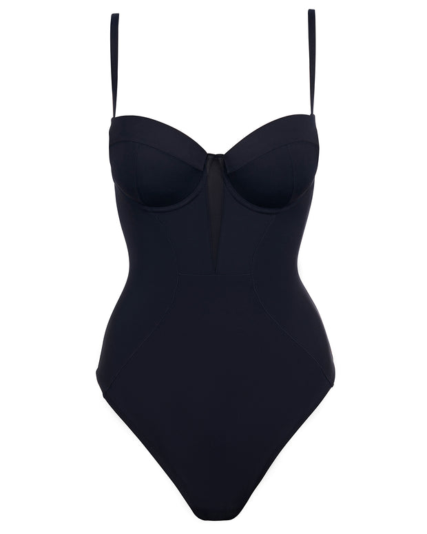 Outline image showing Bombshell Sculpting Bra-Sized Shapewear Swimsuit - Black