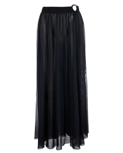 Outline image showing Ringy Sheer Slit Skirty - Black Cover Up Midi Skirt