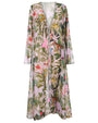 Outline image showing Full-Length Open Front Chiffon Cover Up - Floral Ambrosia