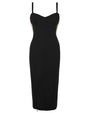 Outline image showing Seamed Lushy Pencil Midi Shapewear Dress - Contour Black/Oat