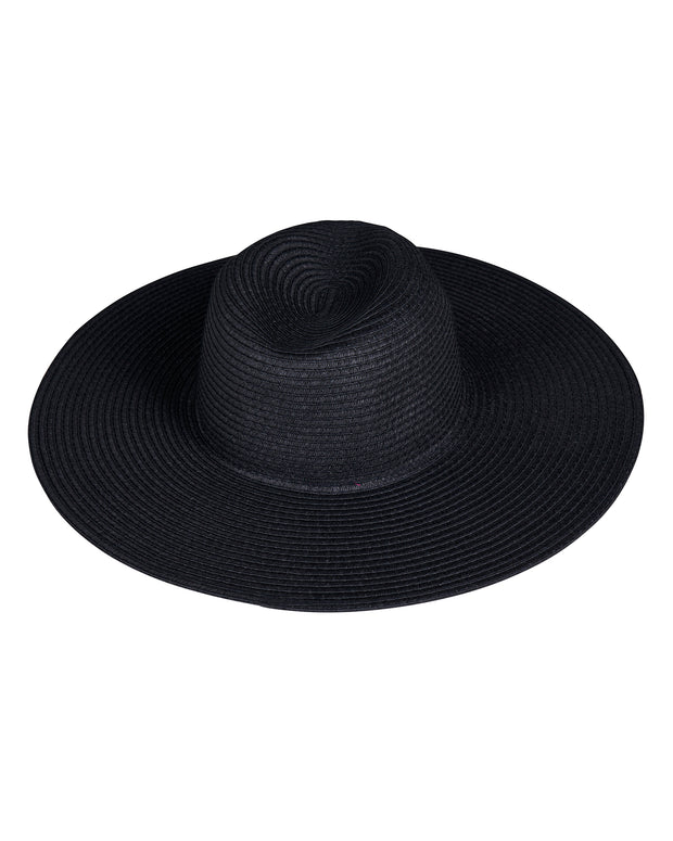 Outline image of Shady Wide Brim Straw Full Sun Protection Hat - Black