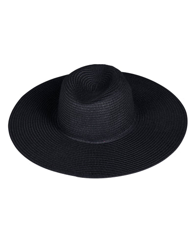 Outline image of Shady Wide Brim Straw Full Sun Protection Hat - Black