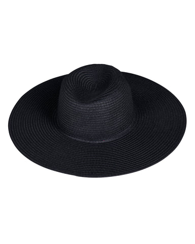 Outline image of Shady Wide Brim Straw Full Sun Protection Hat - Black