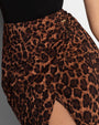 Sarong Skirty Knee Length Faux Wrap Cover-Up - All Over Leopard close up front
