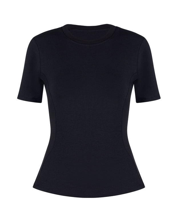 Outline image showing Sculpty Short Sleeve Shapewear Tee - Black