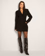 Model Wears Convertible Blazer Mini Dress - Black Full Front View