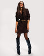 Full body front view of model in Structured Blazer Dress - Espresso