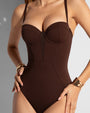 Bombshell Sculpting Bra-Sized Shapewear Swimsuit - Espresso front view close up