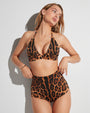 Model posing in Boy Shortie Shapewear Bottom - Symmetric Leopard full front view