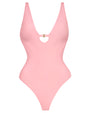 Outline image showing Brazilian Plungey Keyhole Shapewear Swimsuit - Flamingo Pink