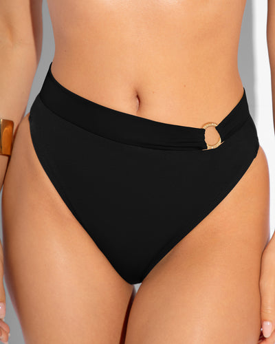 Brazilian Ring Kini Bottom - Black Two Piece Bikini Shapewear Front view