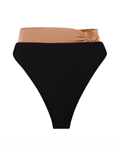 Outline of Brazilian Ring Kini Bottom - Black/Tawny