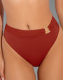 Brazilian Ring Kini Bottom - Copper Two Piece Bikini Shapewear front view close up