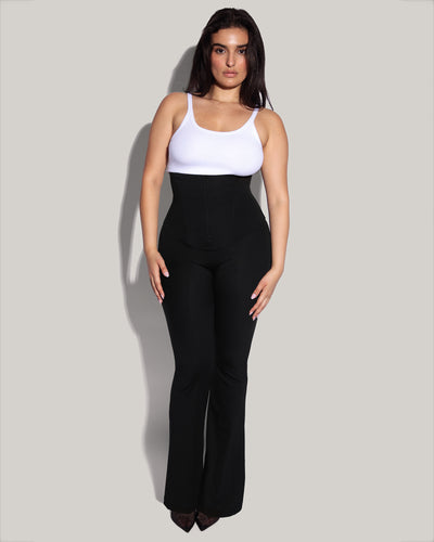 Model wears Corsety Flare Sculpting Shapewear Legging - Black full body view front