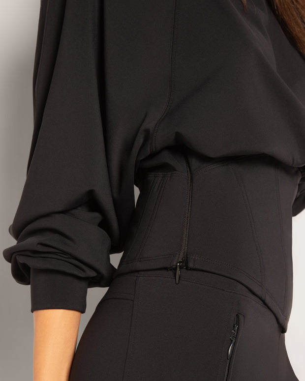 Cloudlined Corset Hoodie - Soft Black