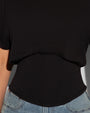 Corset Blousey Raglan Sleeve Shapewear Tee - Black corset area close up