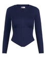 Outline image showing Long Sleeve Corsety Sculpting Shapewear Top - Midnight
