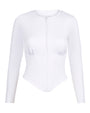 Outline image showing Long Sleeve Corsety Sculpting Shapewear Top - White
