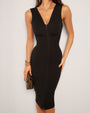 Model wears Corsety Off Shoulder Pencil Shapewear Dress - Black front view