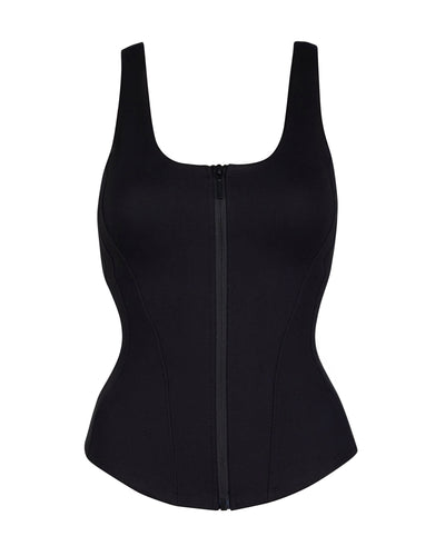 Outline image showing Corsety Scoop Neck Zip Front Shapewear Tank Top - Black