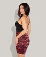Cross Mesh Mini Shapewear Cover-Up Skirty - Cranberry Floral side view