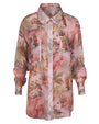 Outline image showing Flowy Oversized Collared Button Front Shirt - Cheeky Monkey Fabric