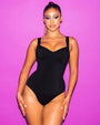 Model wears Lifty - Black One Piece Shapewear Swimsuit front view