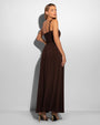 Model Wears Goddessy Maxi Shapewear Dress - Espresso Side View