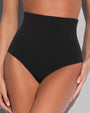 High Waisted Kini Bottom Shapewear Two Piece - Black close up front view
