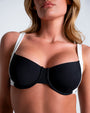 Lifty Shapewear Wide Strap Underwire Bikini Top - Black/White close up