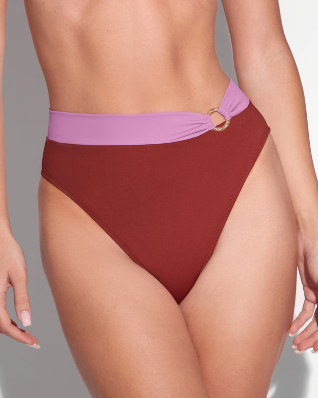 Brazilian Ring Kini Bottom - Copper/Lilac Two Piece Shapewear front view